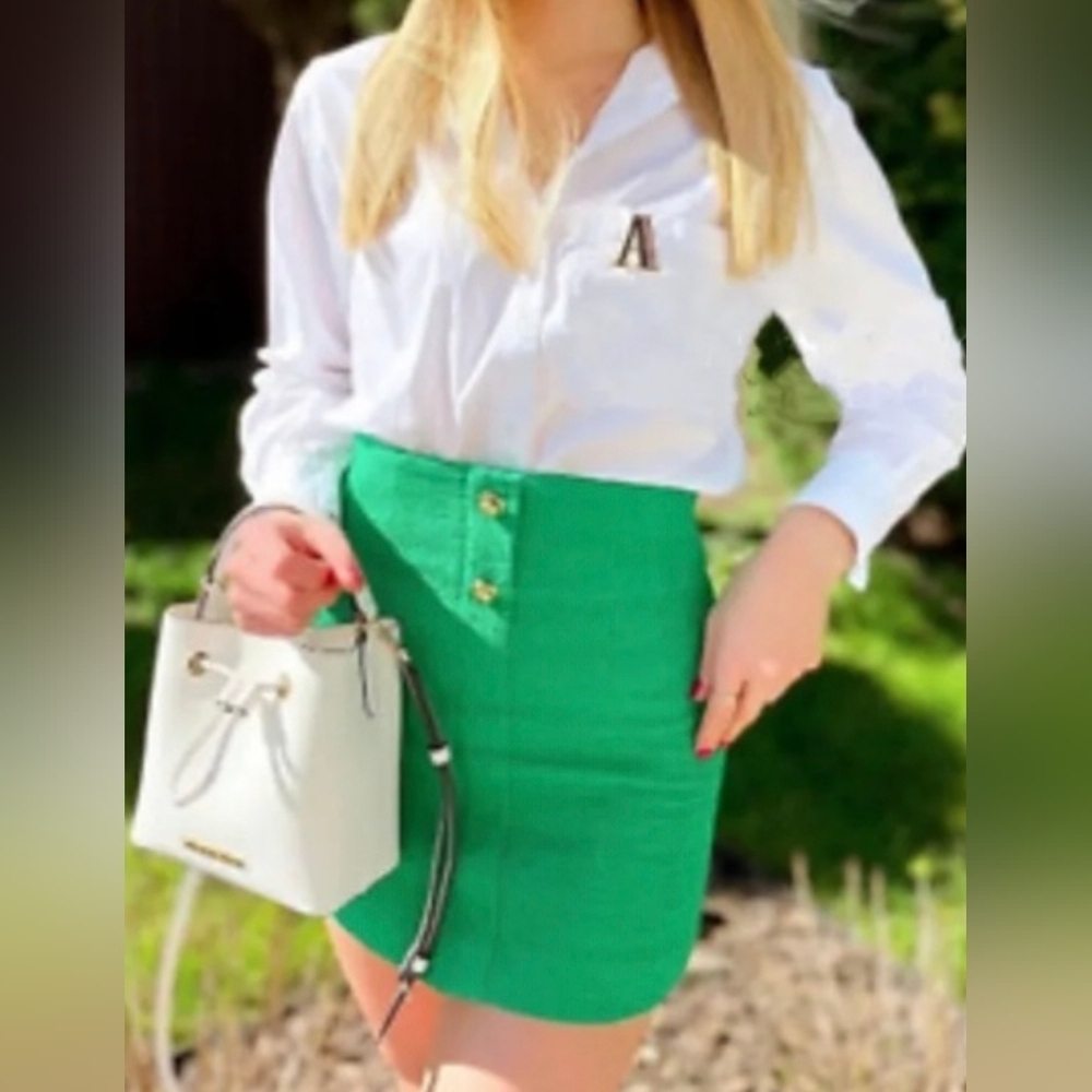 Zara Green Mini Pencil Skirt Casual